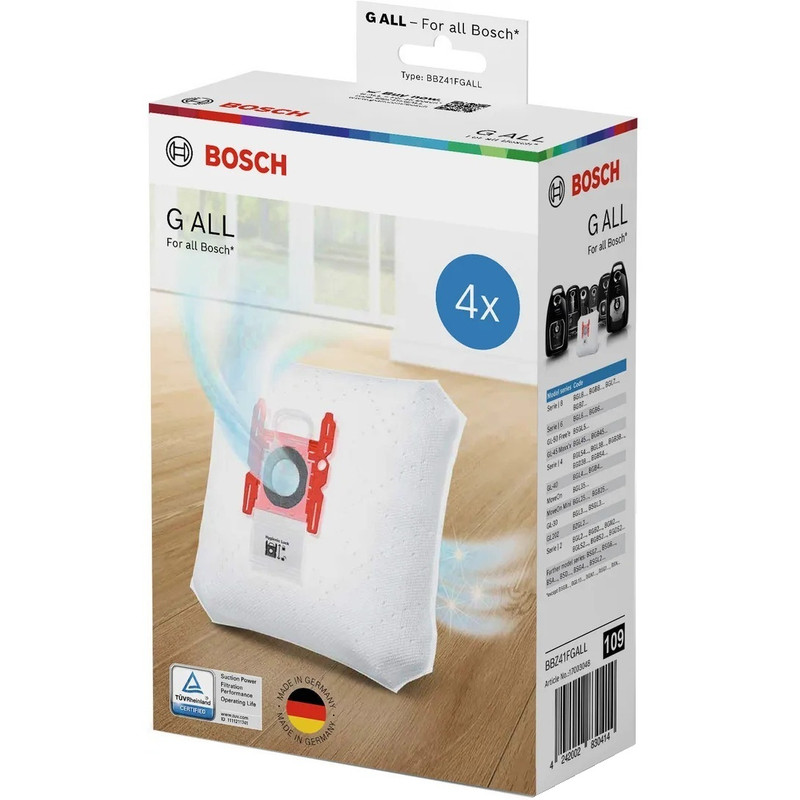 پاکت جاروبرقی بوش مدل BBZ41FGALL کد 17003048 مناسب برای جاروبرقی بوش و زیمنس بسته 4 عددی