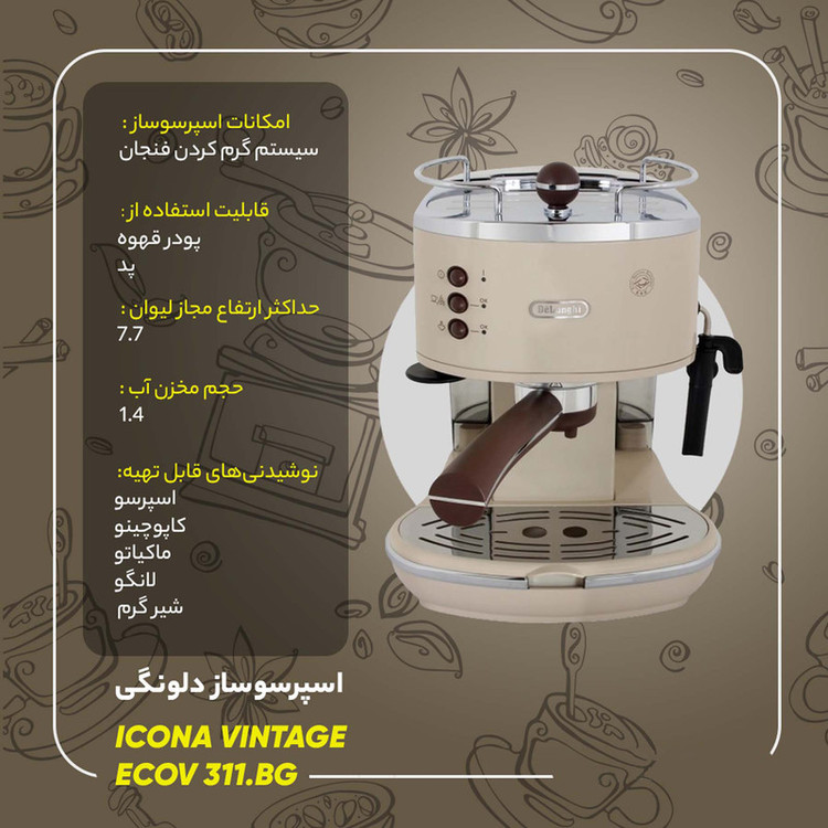 اسپرسوساز دلونگی مدل ICONA VINTAGE ECOV 311.BG